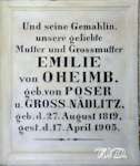 Pyta nagrobna Emilie von Oheimb